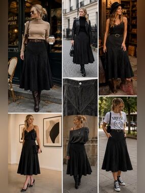 Black Suede Circle Skirt by Bianca Made in Canada